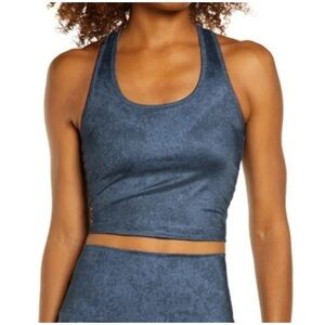 🆕 Beyond Yoga First Class Crop Tank In Distressed Navy Size small